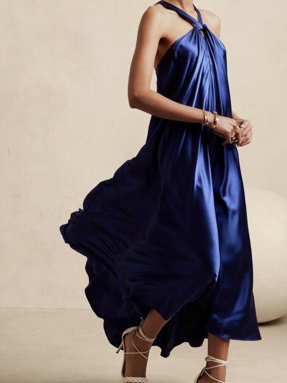 Banana Republic Deep Navy Belay 100% Silk Midi Dress - Picture 6 of 6